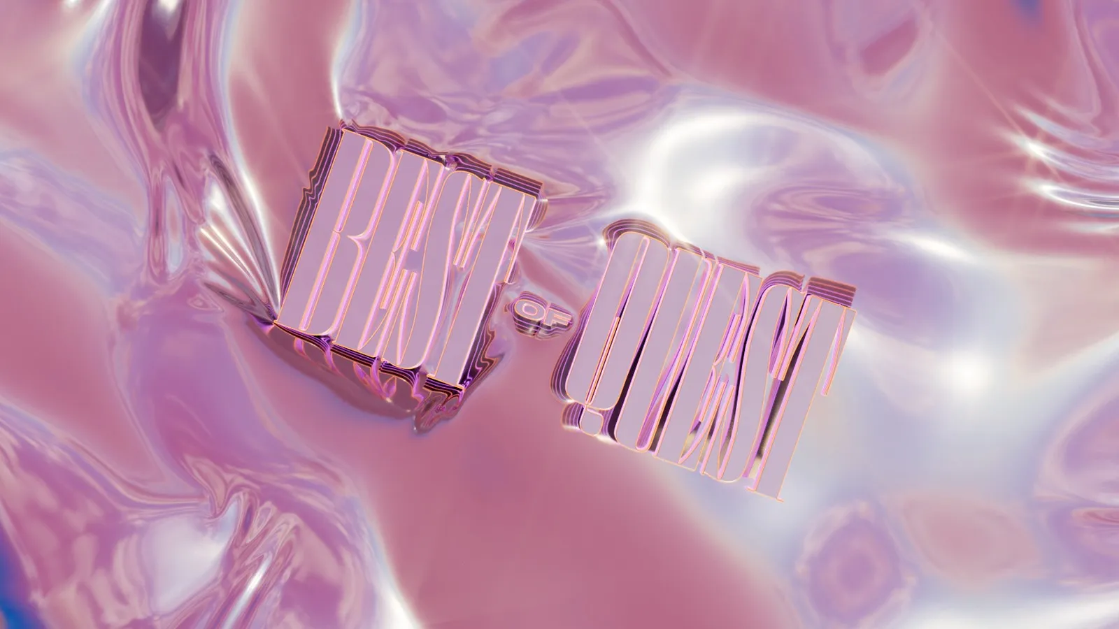 Best of Quest lettering dropping into a chrome cloth simulation