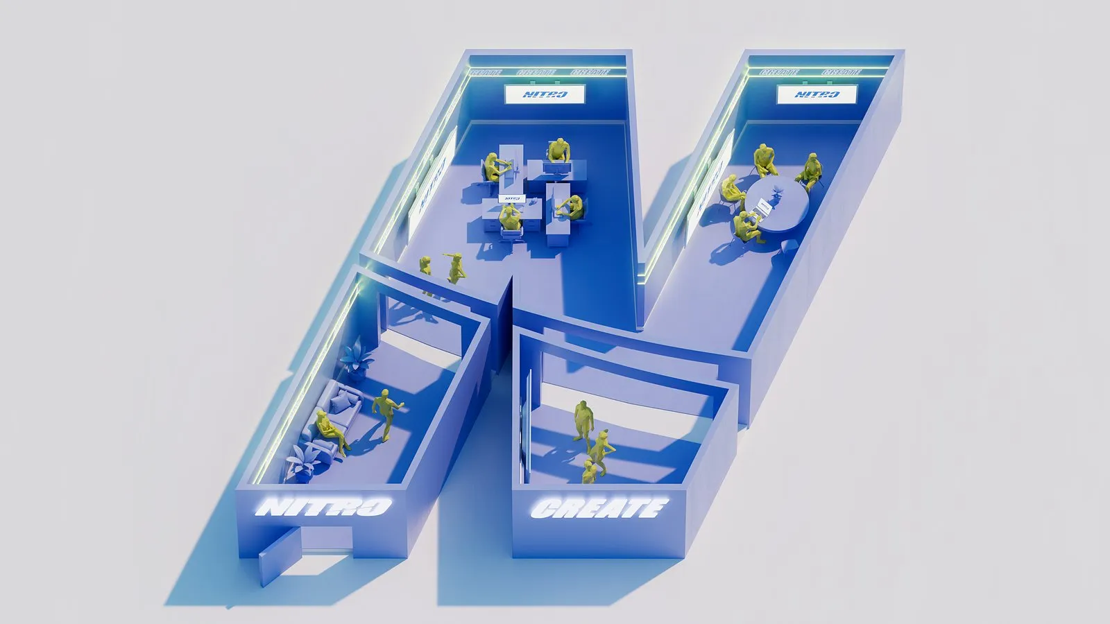 Nitro Create 2025 key art, the N as the office, on light